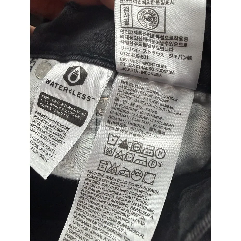 Levi's 514 Straight Fit Jeans Black Wash W30 L32 Waterless Denim